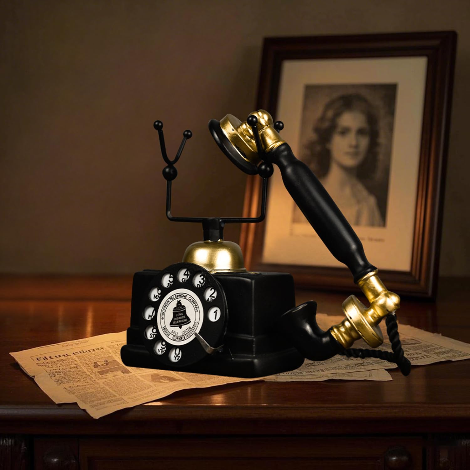 Gopalvilla Vintage Retro Rotary Telephone Desk Decor – Classic Antique Style Landline Phone Replica with Handset, Nostalgic Home Office Decoration-image-14
