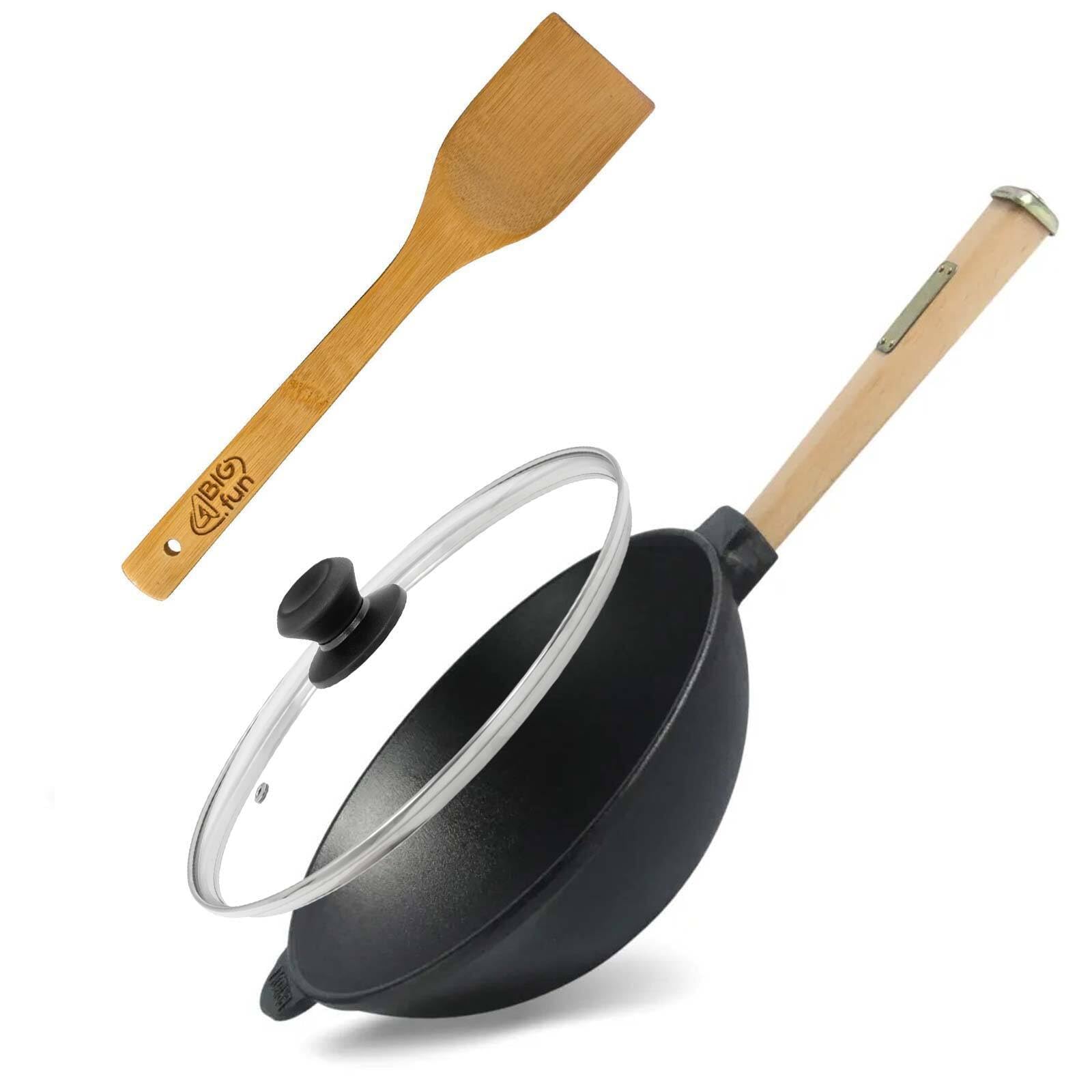 Wok de cuisine asiatique traditionnel en fonte d'acier haut de gamme