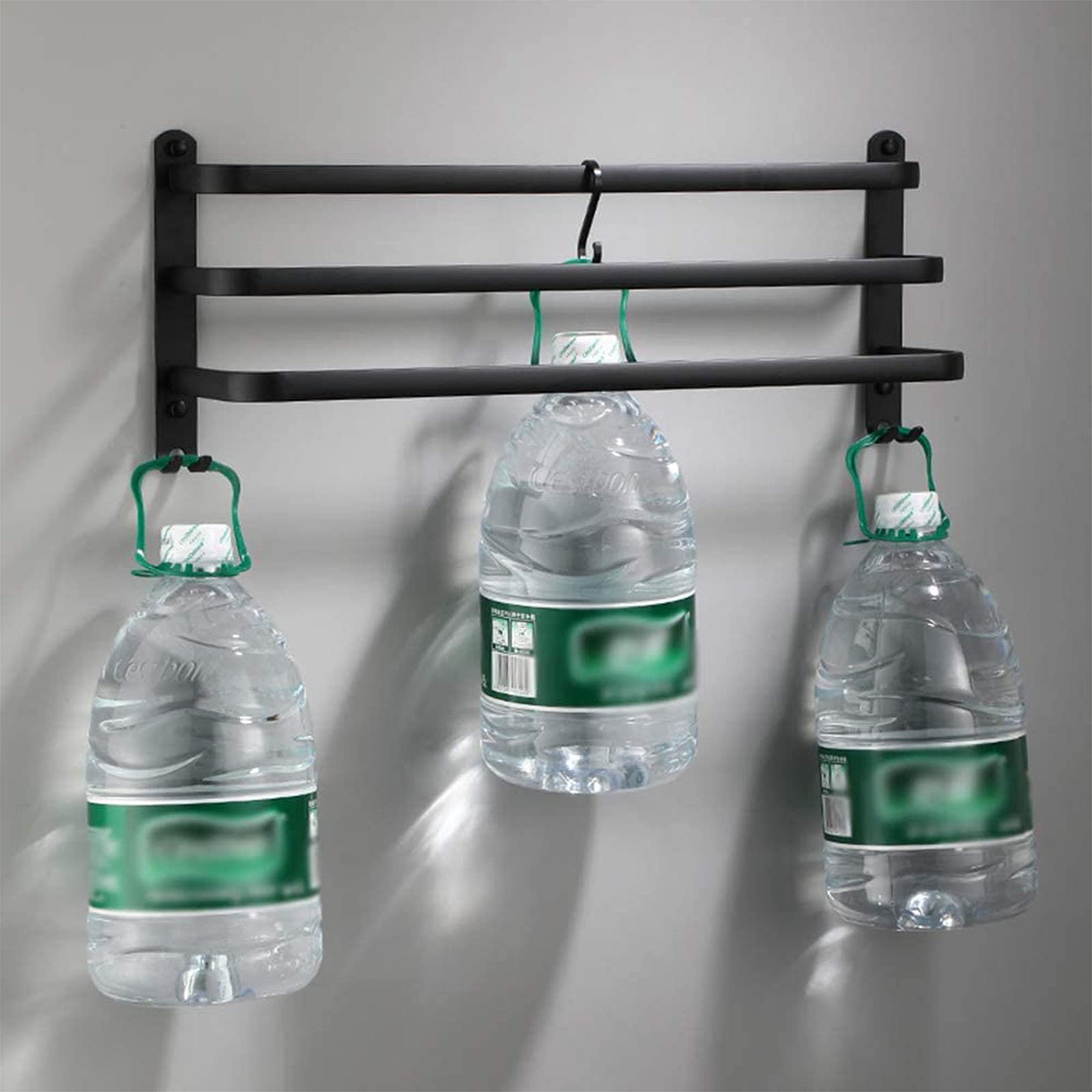 Łazienkowy wieszak na ręczniki, aluminium, matowy, czarny, podwójny, montowany na ścianie, 80 cm, uchwyt na ręczniki, wieszak na ręczniki, akcesoria łazienkowe