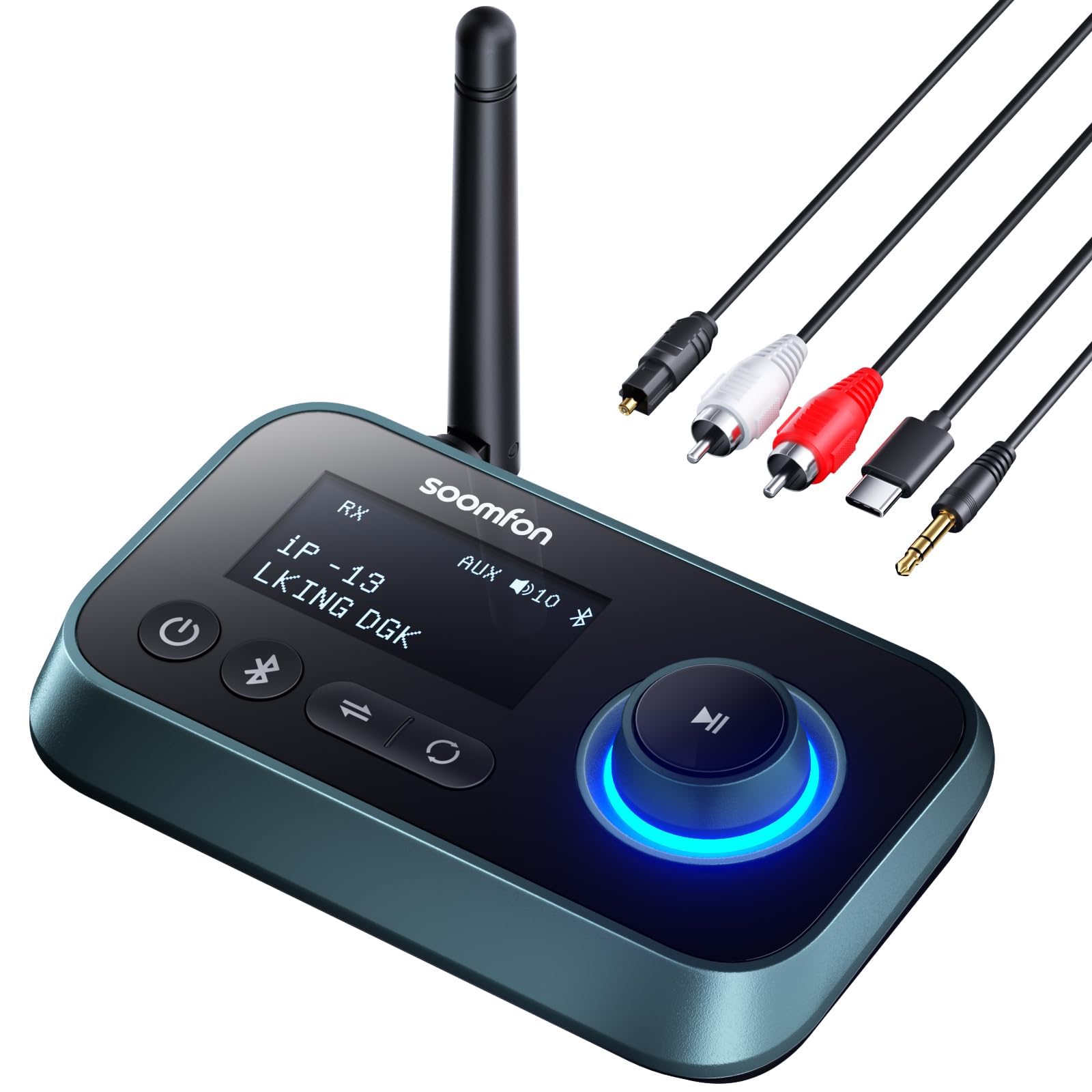 Transmitter Receiver Adapter Audio Bluetooth 5.0 with Aux/Optical/RCA Cables, SOOMFON Audio Adapter Hi Fi with 3.5mm Jack and Optical, for TV, PC, CD Player, Home Stereo, Headphones, with LCD Display-image-26