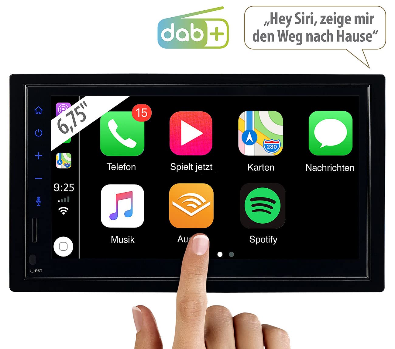 Auto Navi: 2-DIN-Autoradio mit Apple CarPlay, DAB+, Freisprecher, 17,1-cm-Display (DAB nachrüsten, 2 DIN Autoradio mit Navi und DAB+, SD)