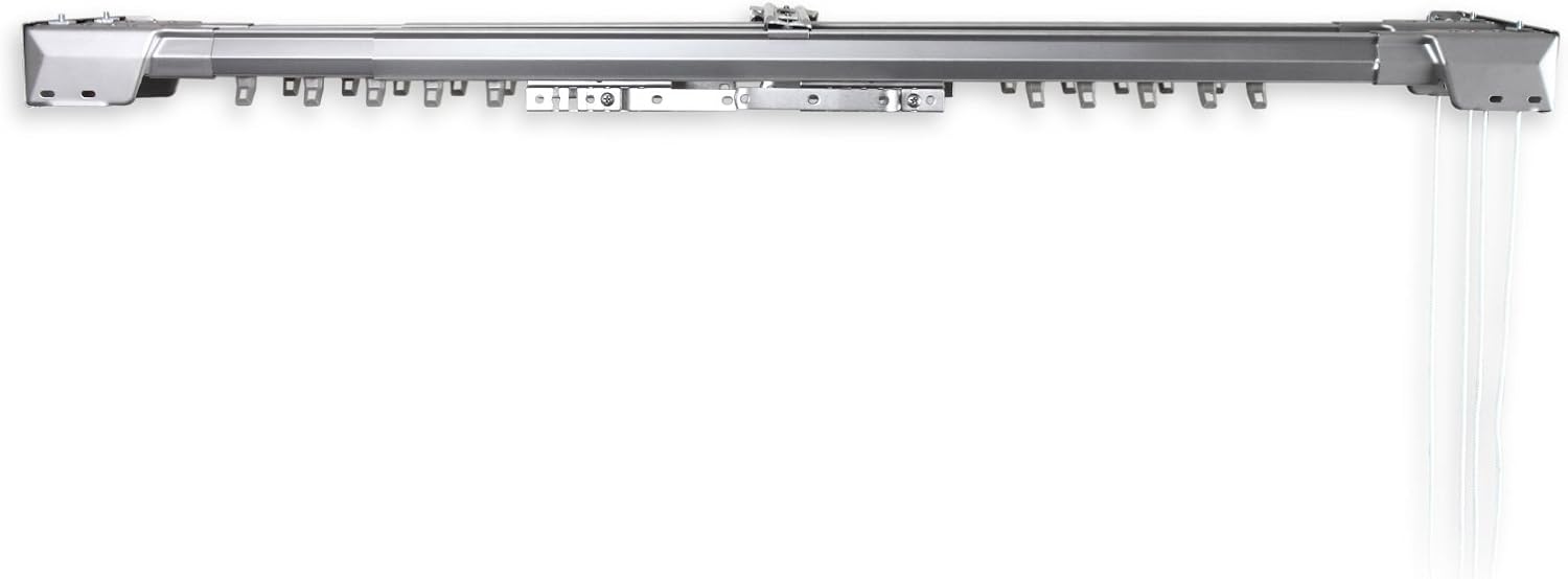 Rod Desyne Home Decorative Heavy Duty Double Traverse Rod Center Open 66"-120"- Silver : Home & Kitchen