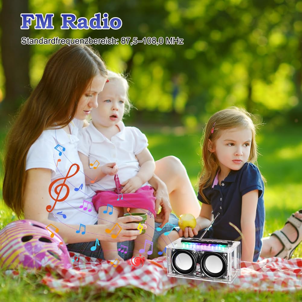 Juego de construcción de soldadura electrónica, juego de altavoces Bluetooth con radio FM y grabación de voz, reproductor de música con mando a distancia y luz LED para aprender a soldar, kit de