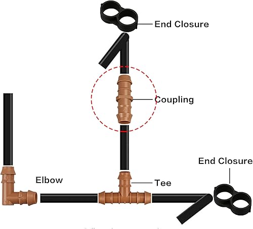 Miniatura 5 de 20 piezas de accesorios de riego por goteo conectores de acoplamiento para tubos de 12 pulgada, acopladores de púas por goteo para tubos de riego de