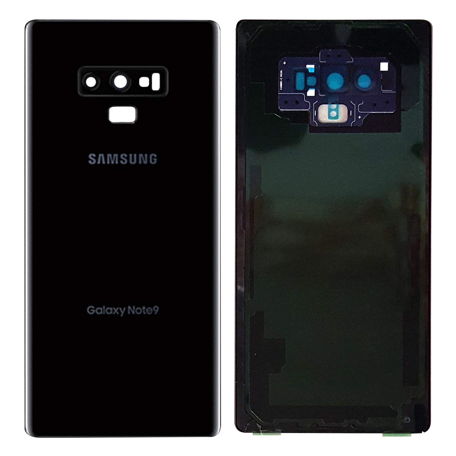 ABUSVEX Compatible Back Glass Door Cover Housing Installed Camera Frame, Lens Adhesive Replacement Samsung Galaxy Note 9 - Any Carrier - N960 6.4 Black Samsung Galaxy Note 9
