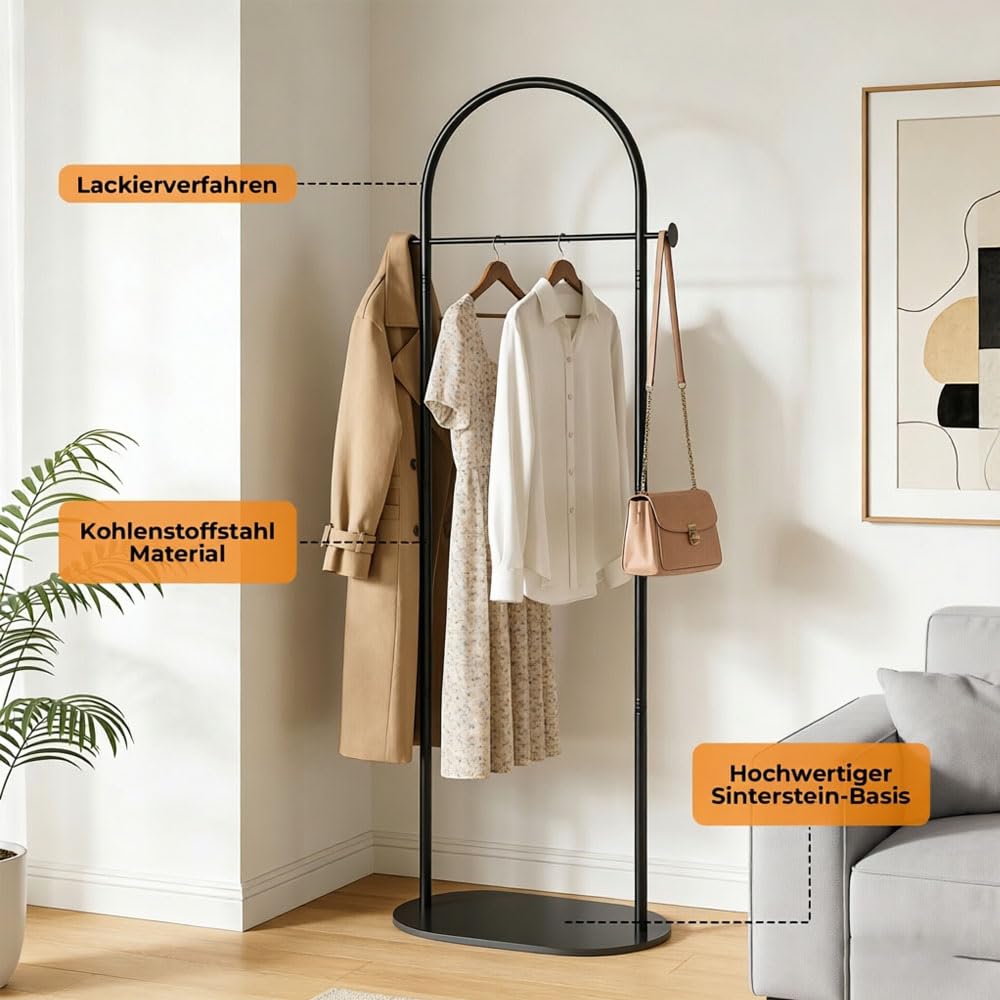 Kleine Kleiderständer, Freistehend Garderobenständer, Garderobe mit 2 Haken
