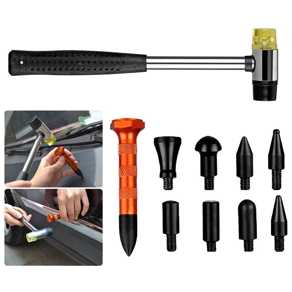 Austinstore10Pcs Paintless Dent Removal Repair Tools 9 Heads Tap Down Pen Set Accessory One Color