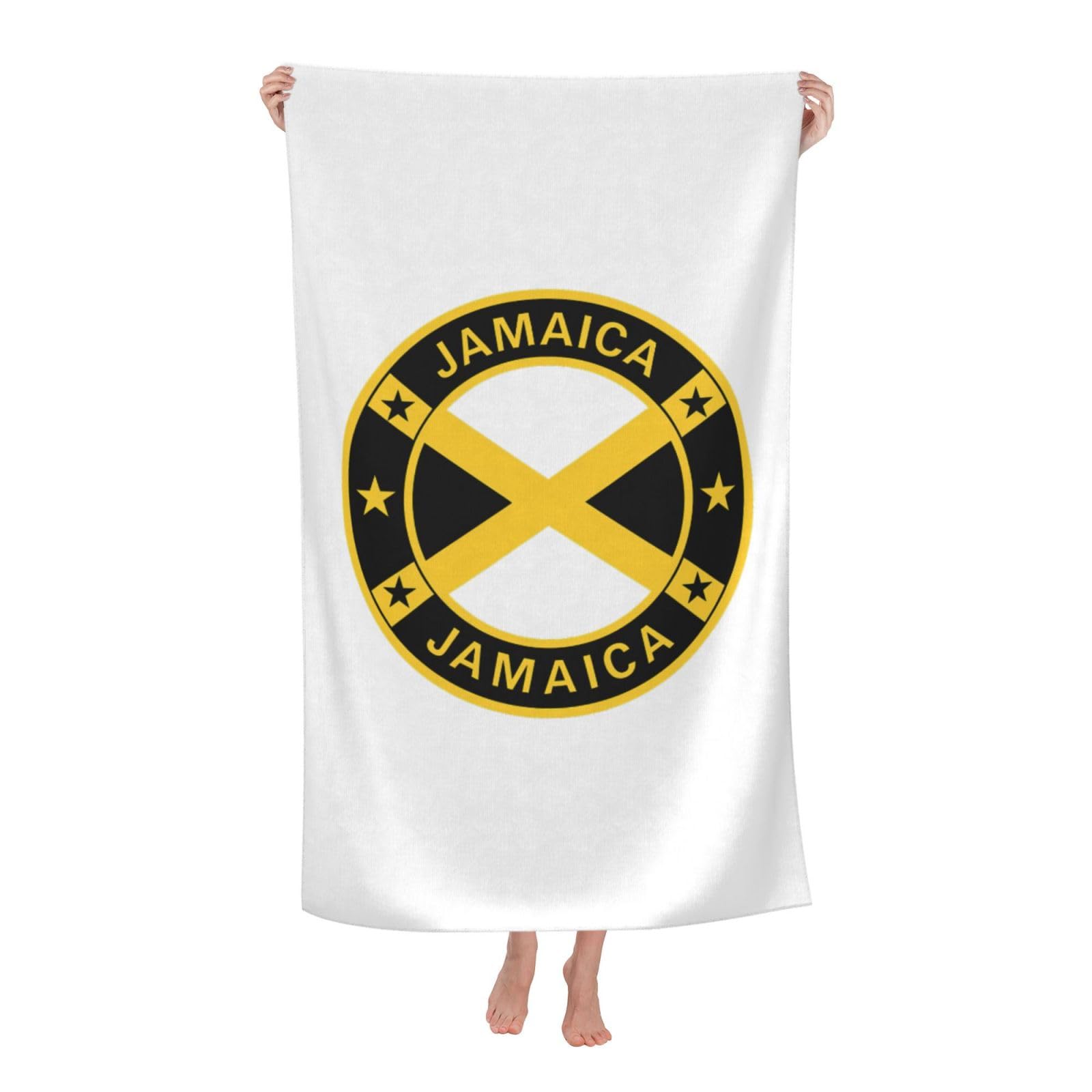 pojknbv Jamaica Coat Of Arms Print Oversized Adult Beach Towel Quick-Dry Comfortable Lightweight Travel Pool Camping