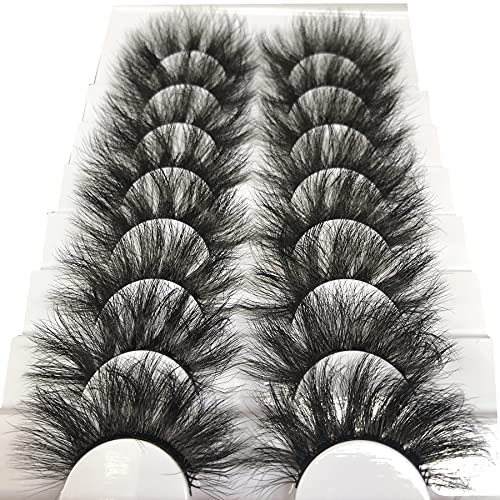 Gmagictobo Eyelashes 20MM Lashes Dramatic 3D Faux Mink Lashes Wispy Eyelashes Long Thick Volume 8 Pairs Soft Handmade Strip Eye Lashes Pack