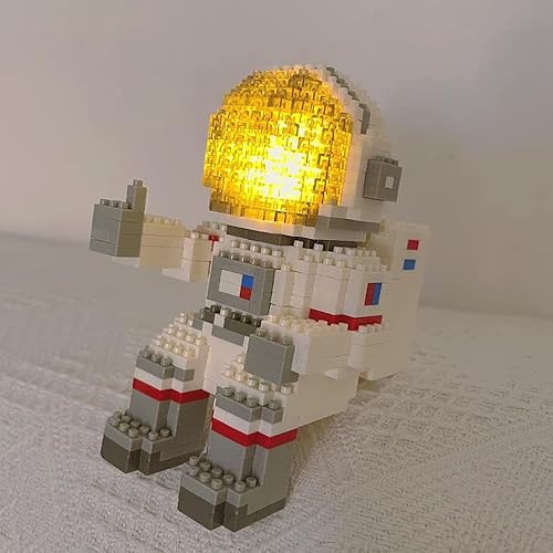 Miniatura 7 de Uvini Astronauta Mini bloques de construcción modelo con luz LED, juguete de construcción STEM micro bloques regalos para niños o adultos, juguetes