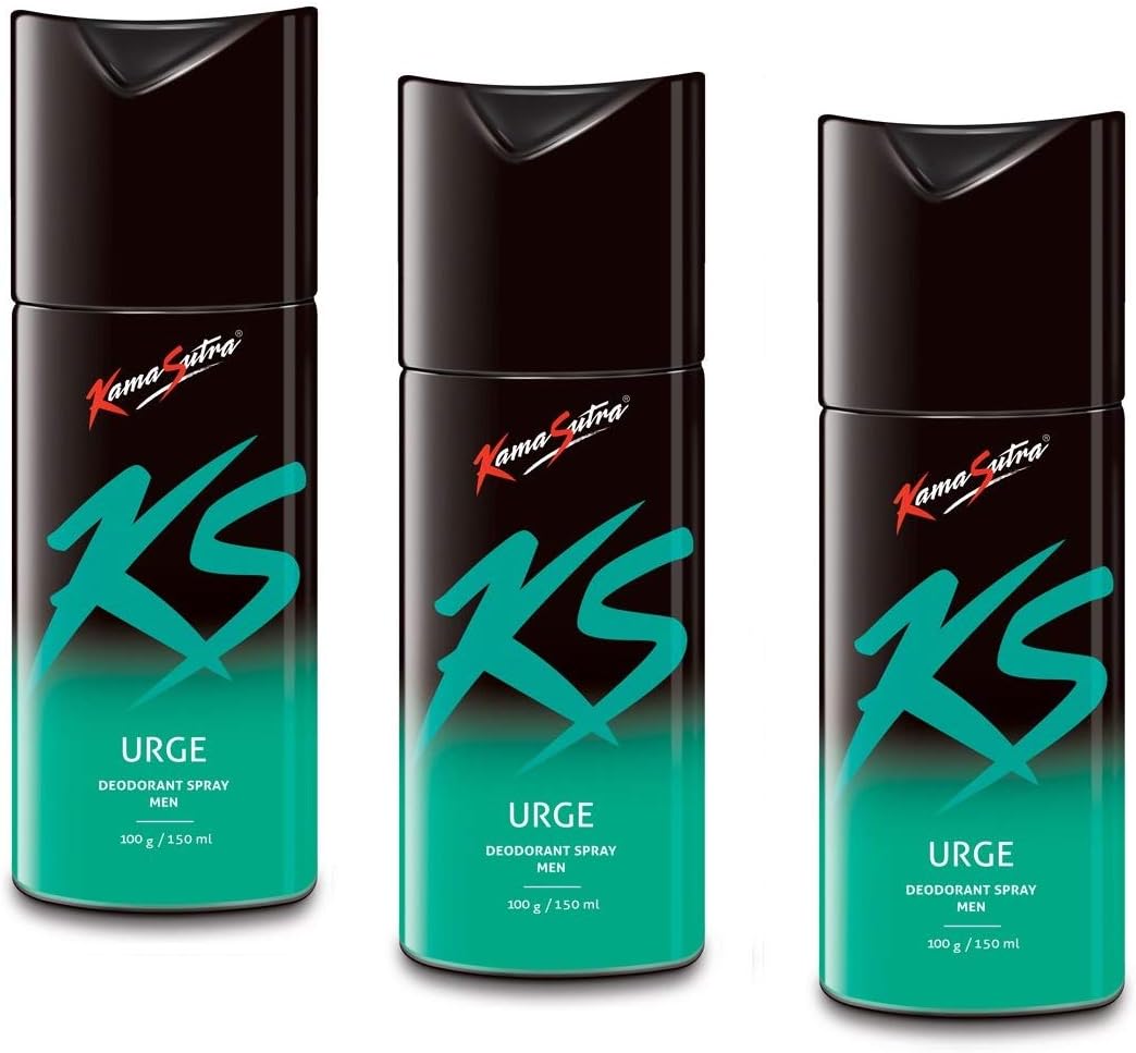 KAMA SUTRA Deodorant Body Spray For Men, 150 Ml - Urge, Pack of 3