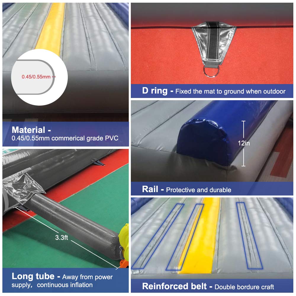 ibigbean Tumble Track Inflatable Air Mat for Gymnastics -10 ft Width 20 in Height(40ft)