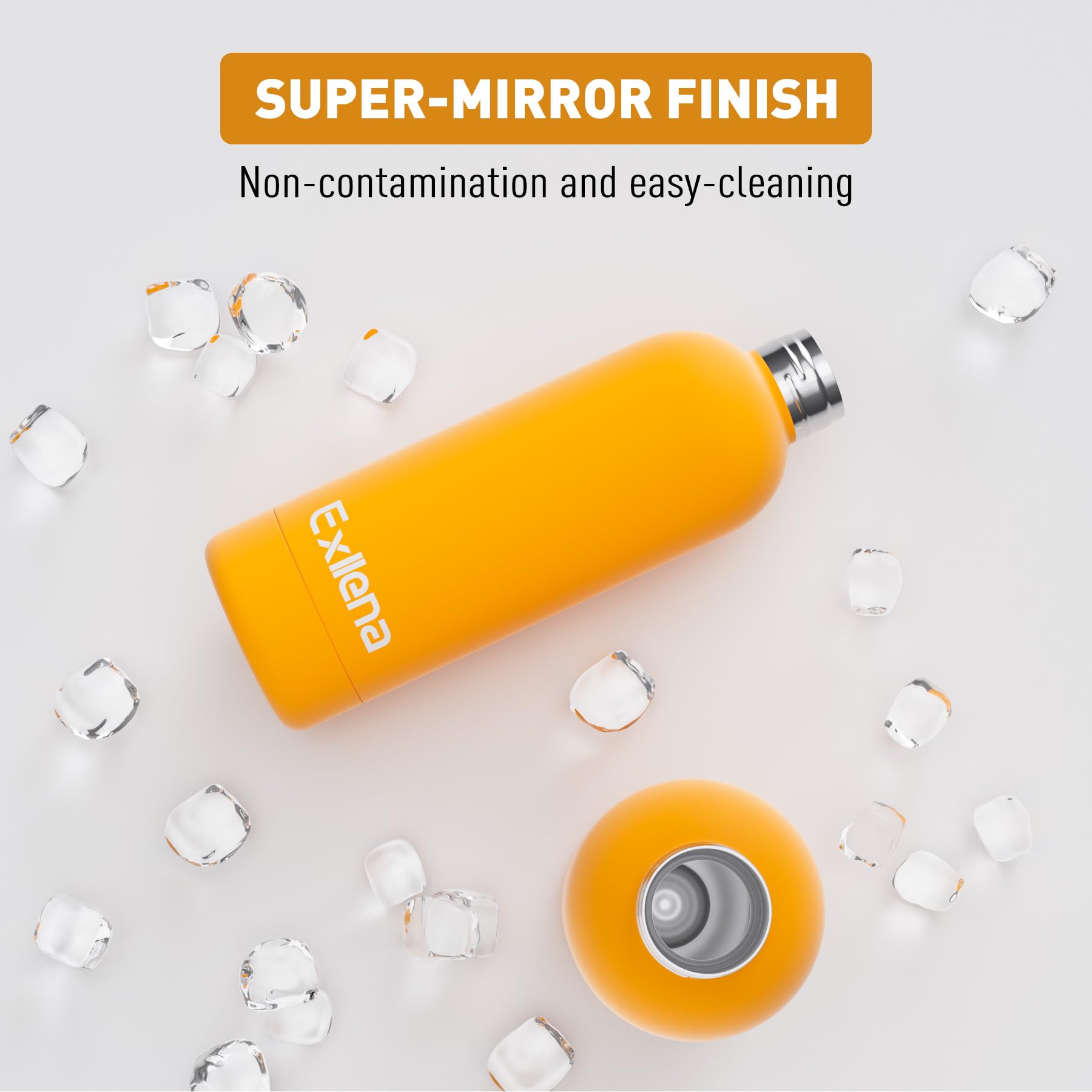 Exllena Borraccia Termica 500 ml con Maniglia e Moschettone - Borraccia 500 ml Mantenere Calore/Freddo - Senza BPA - 100% A Tenuta Stagna per Escursioni, Campeggio, Viaggi...(Mango)