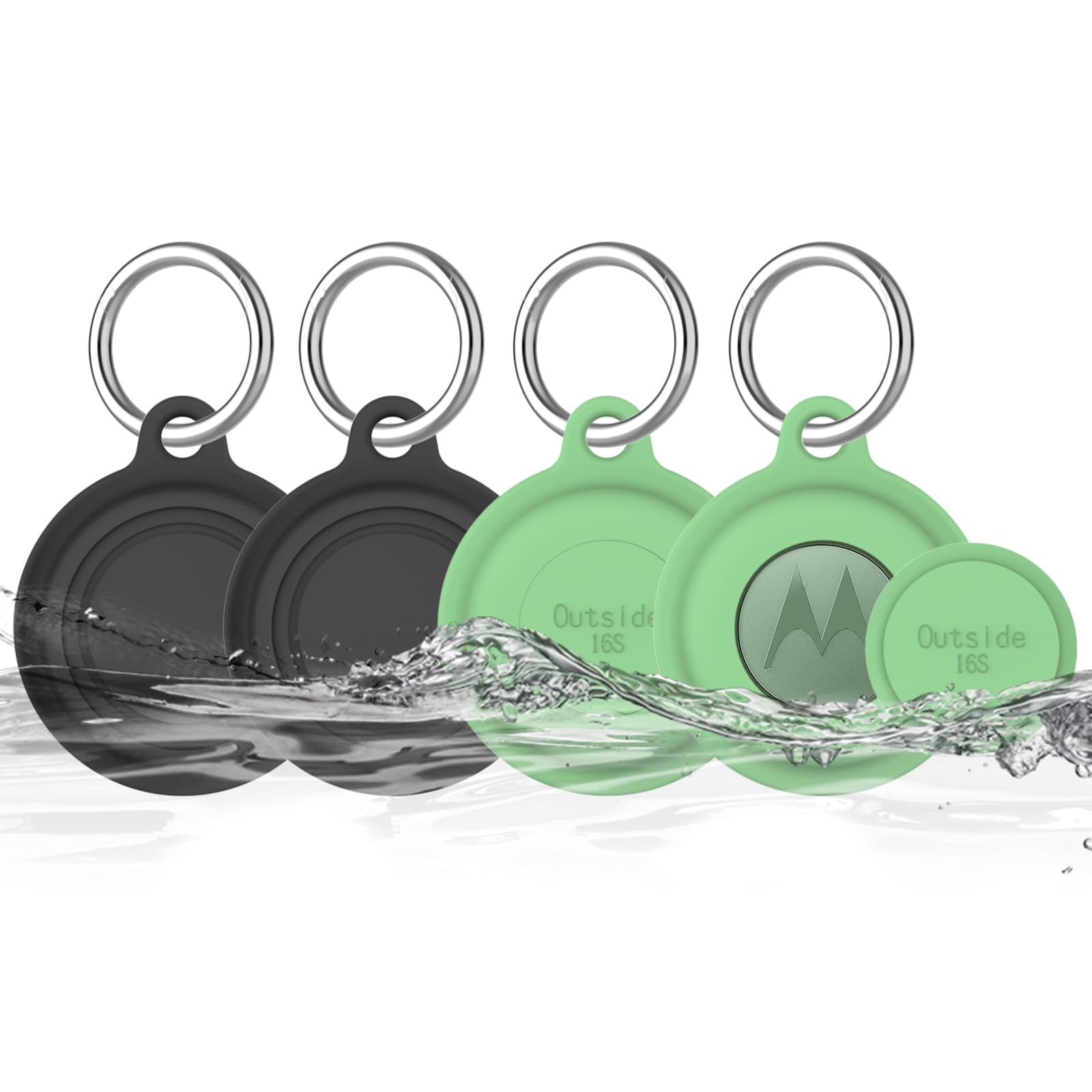 [4 Pack] for Moto Tag Case with Waterproof Cover, Soft Silicone Case for Moto Tag Holder, Full Body Protective Cover for Mototag Tracker, Hidden Mototag Key Finder with Carabiner for Bags Pets