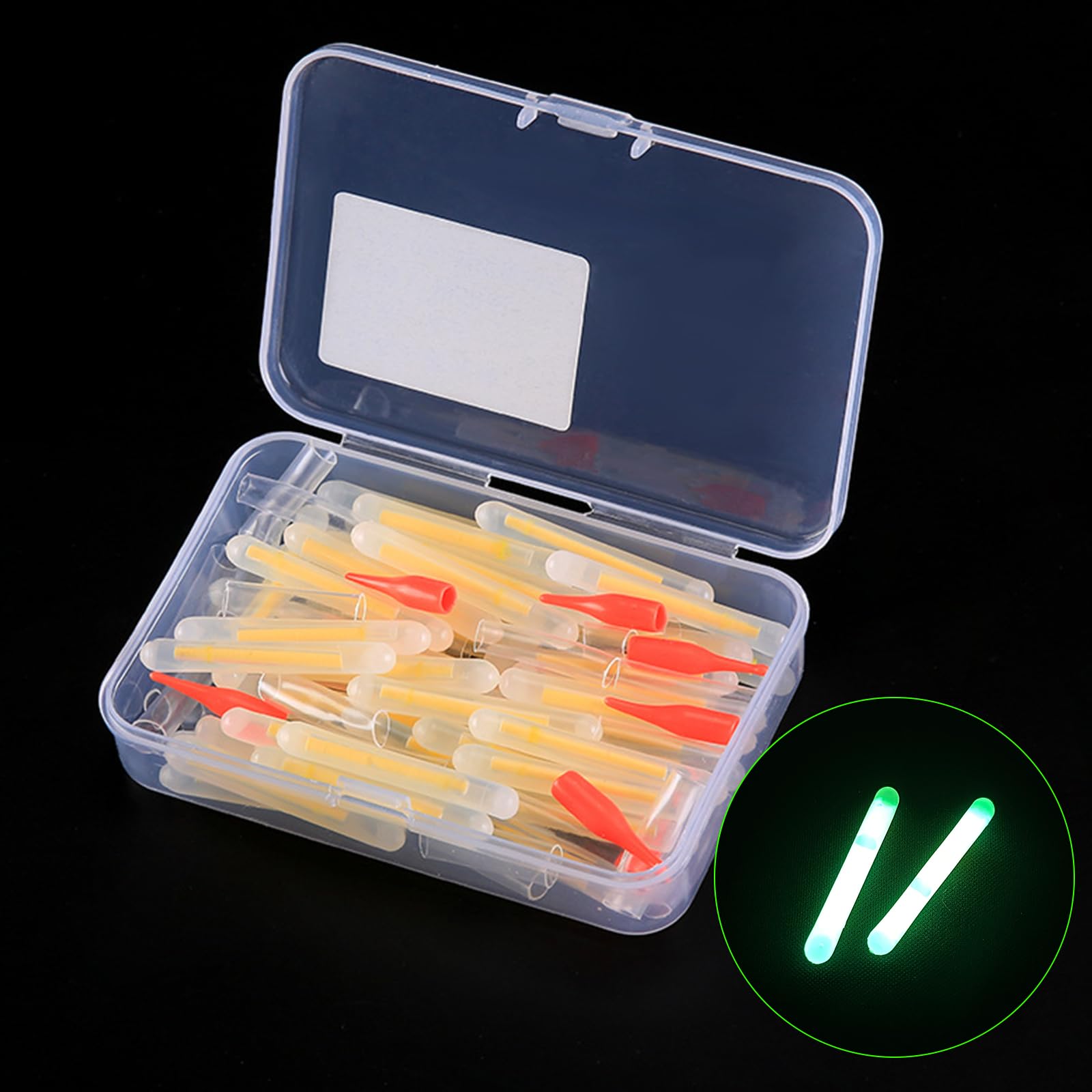 50 Pièces Lumière de Pêche de Nuit,4.5 x 37.5 mm Starlight Peche pour Pêche de Nuit,Vert Bâtons Lumineux pour Canne à Pêche,Glow Stick Pêche de Nuit