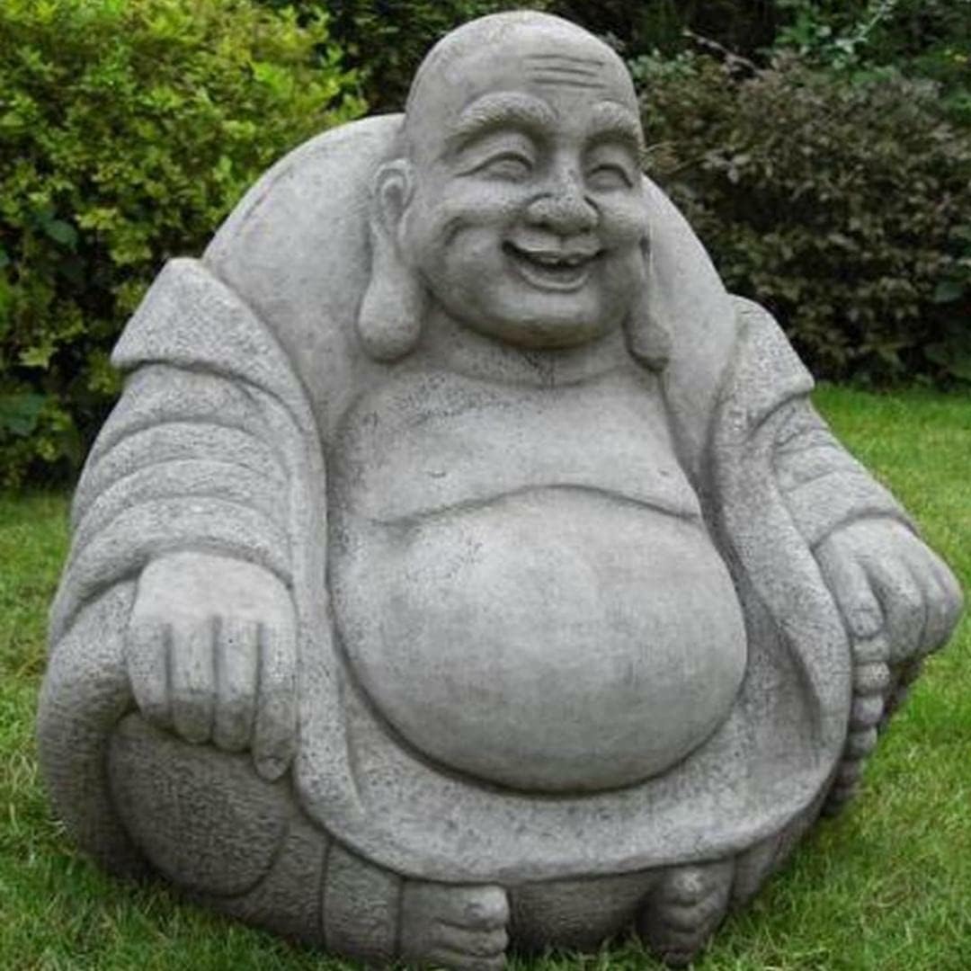 DGS STATUES Stone Cast, Giant Laughing Sitting Fat Buddha, Very Large, Hand Finished, Statue