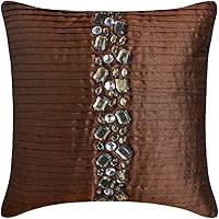 Vista 24 de The HomeCentric Funda de almohada, fundas marrones, fundas de almohada geométricas japonesas ópticas, fundas de almohada de 24 x 24 pulgadas, fundas