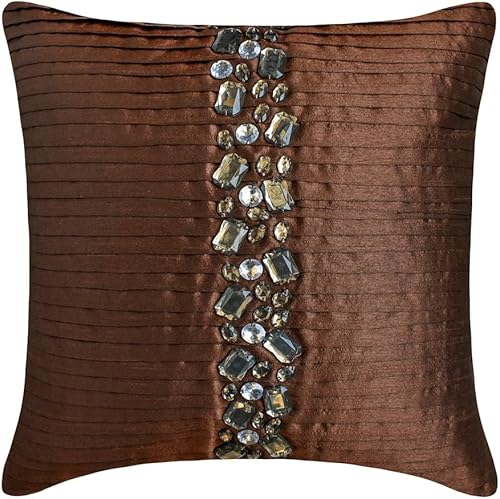 Miniatura 24 de The HomeCentric Funda de almohada, fundas marrones, fundas de almohada geométricas japonesas ópticas, fundas de almohada de 24 x 24 pulgadas, fundas