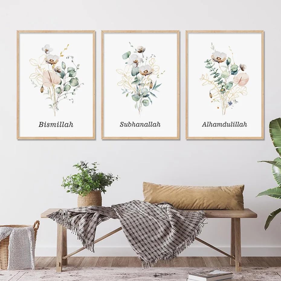 Affiches Abstraites Islamiques de 40x50cm en toile verte bohème