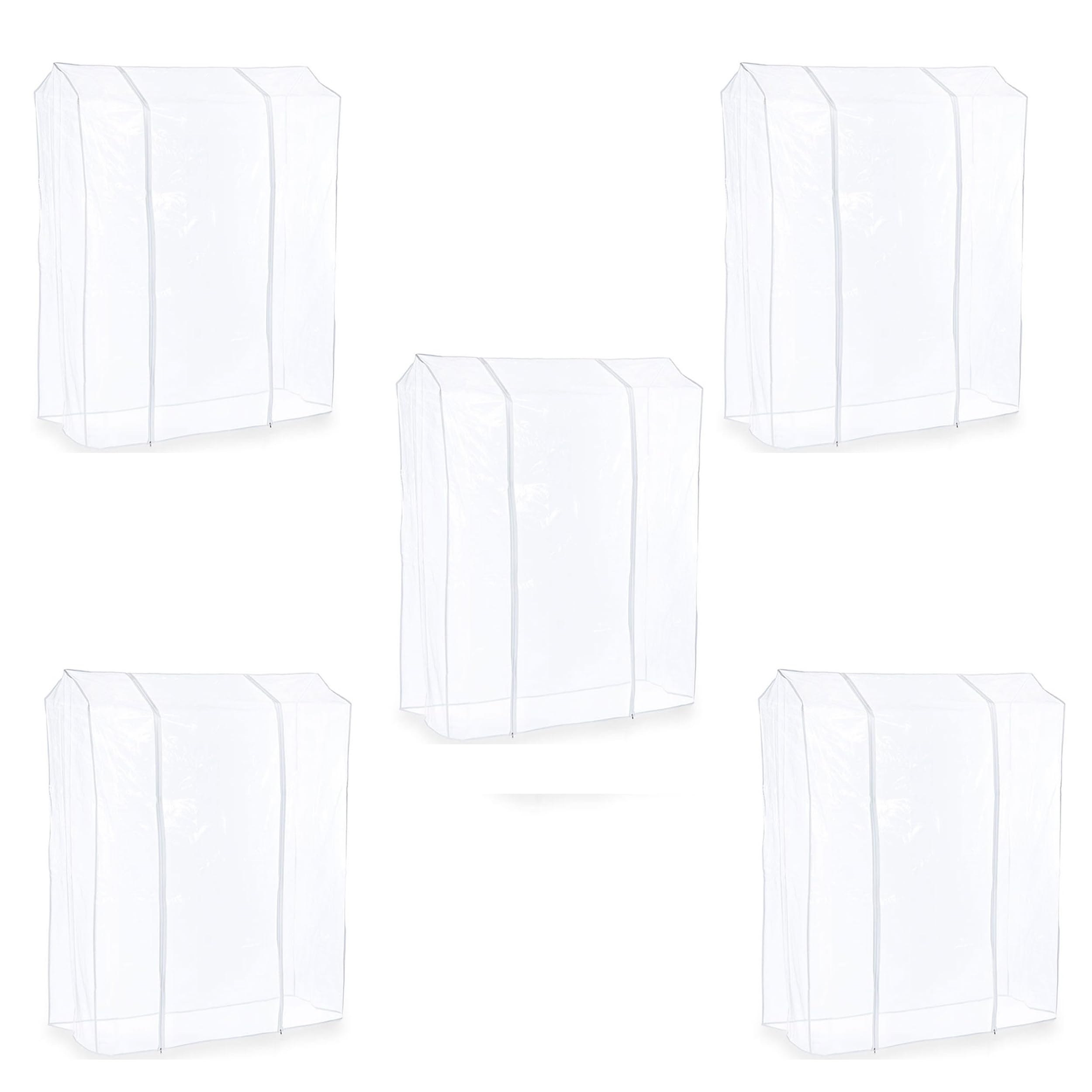 Clear Clothes Rail Cover Strong Garment Coat Hanger Protector with Zipped in 7 sizes. (Pack of 5. Clear (4feet x 5 feet))