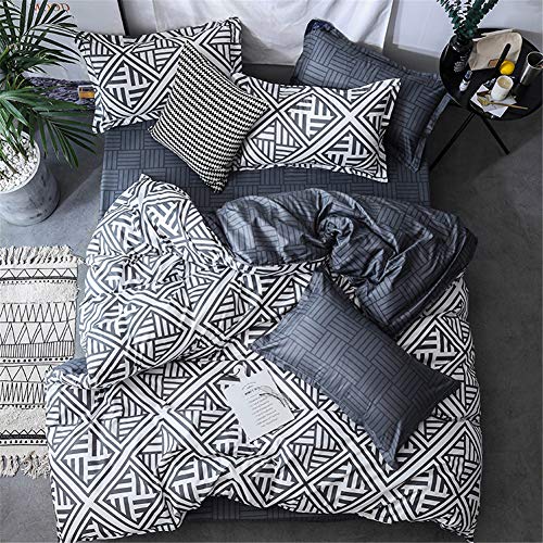 AYMAING Bedding Parure de lit Housse de Couette avec 2 Taie d'oreiller 50x75 cm - Sets de Housse Couette en Microfibre (Gris Simple,Lit Simple 140x200cm)