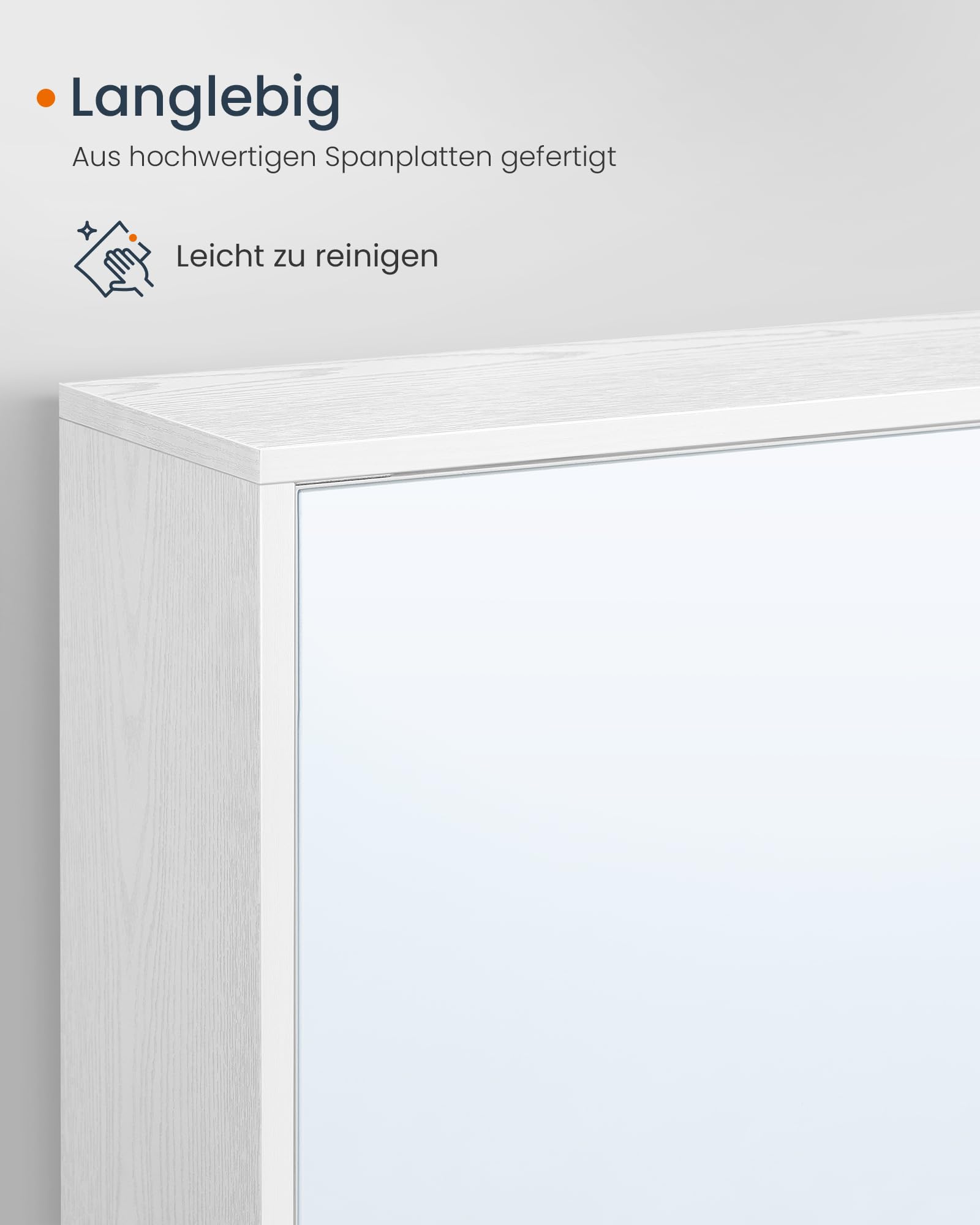 SONGMICS Home Spiegelschrank, Snapsemble – superschnelle Montage | Badezimmerschrank, Badspiegel, verstellbare Ablagen, modern, 15 x 60 x 55 cm, schneeweiß, KADIN Kollektion BBC114WE01