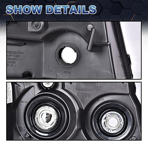 Miniatura 8 de PIT66 Faros delanteros, compatibles con Chevy Tahoe Suburban 2007-2014Chevy Avalanche 2007-2013, lente transparente, carcasa cromada, reflector