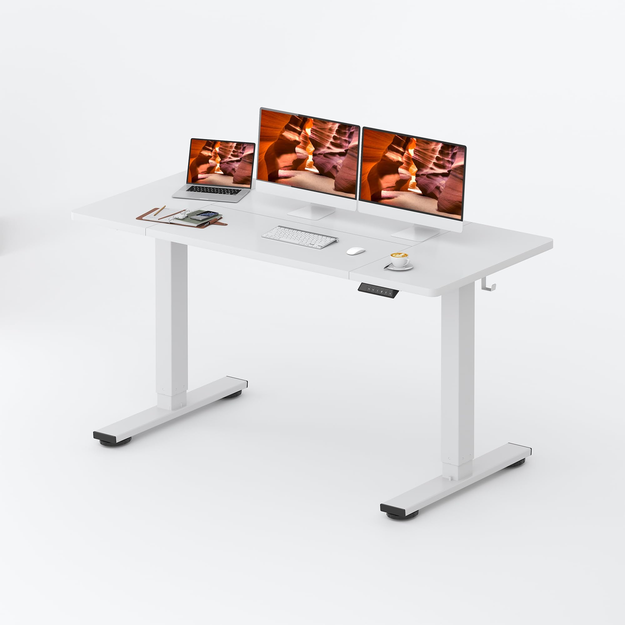 FitStand Standing Desk,Large 63x31 Inches Height Adjustable Stand Up Desks with Cable Management, Home Office Computer Desk with Cup Holder & Memory