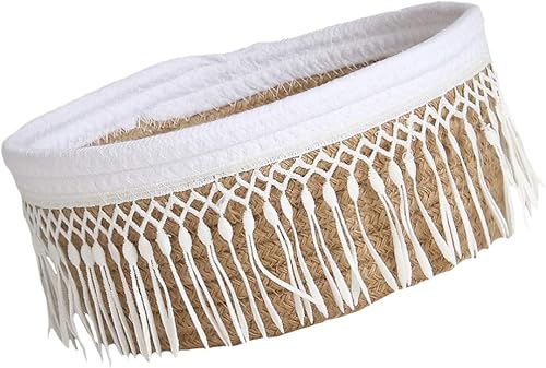 Cabilock 1 cesta de almacenamiento de tela para artículos de mesa, borlas de varios colores