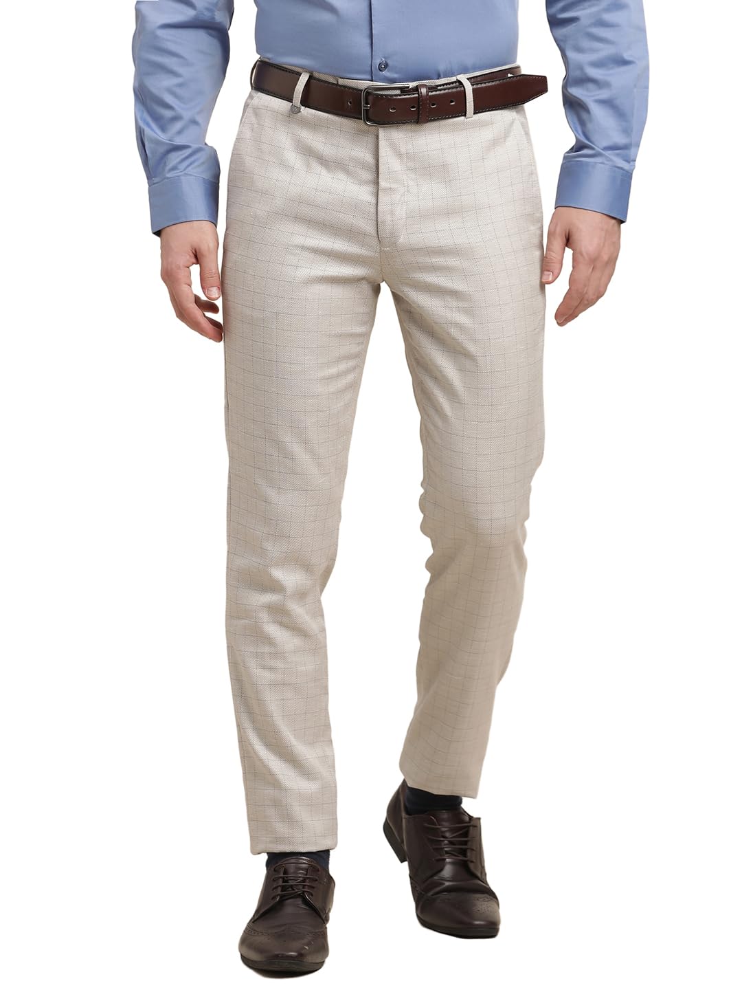 Pantalon formel en polyviscose gris à carreaux coupe ajustée Turtle - 7