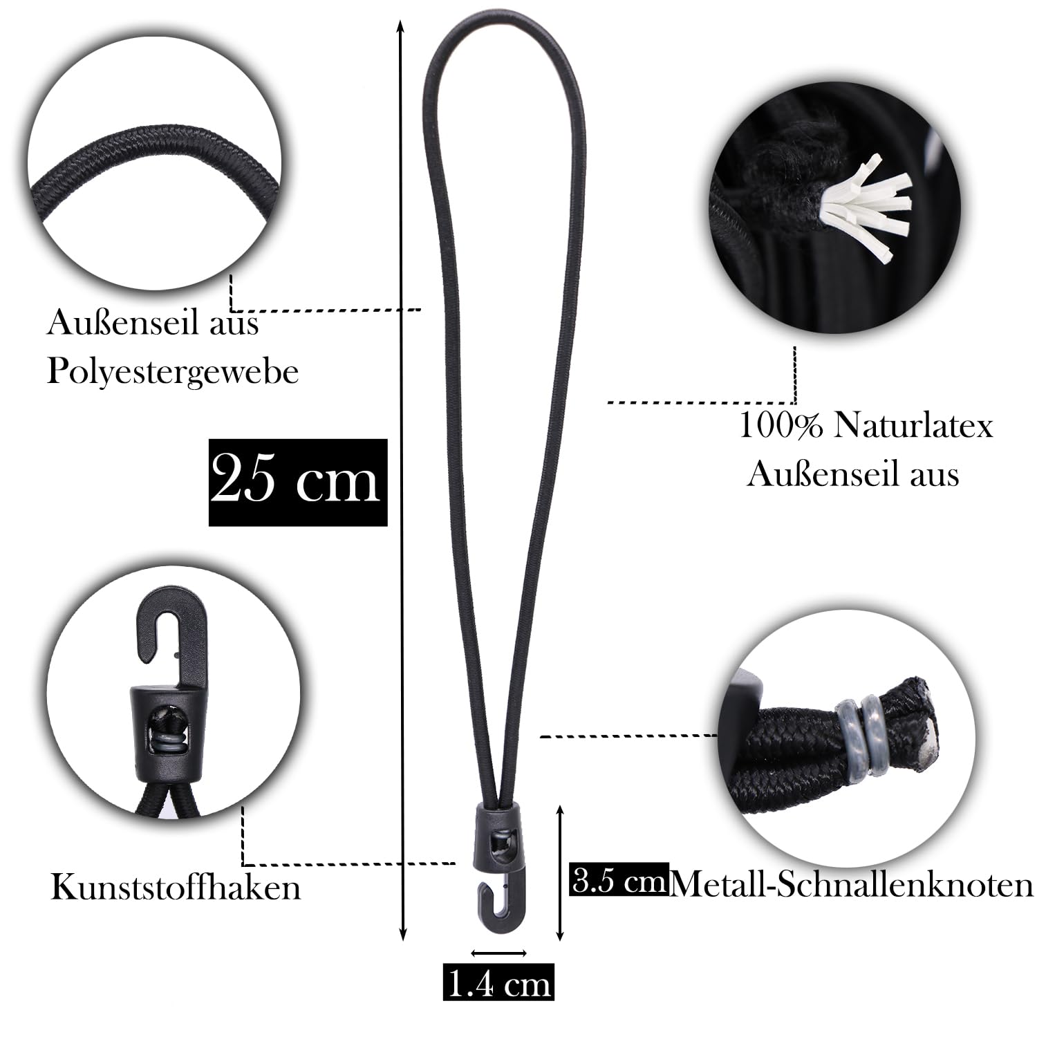 BYZANDQI Bungee Cord with Hooks, Pack of 25, Expander with Hooks, 25 cm, Tarpaulin Tensioner, Tent Rubber, Rubber Tensioner - Image 2