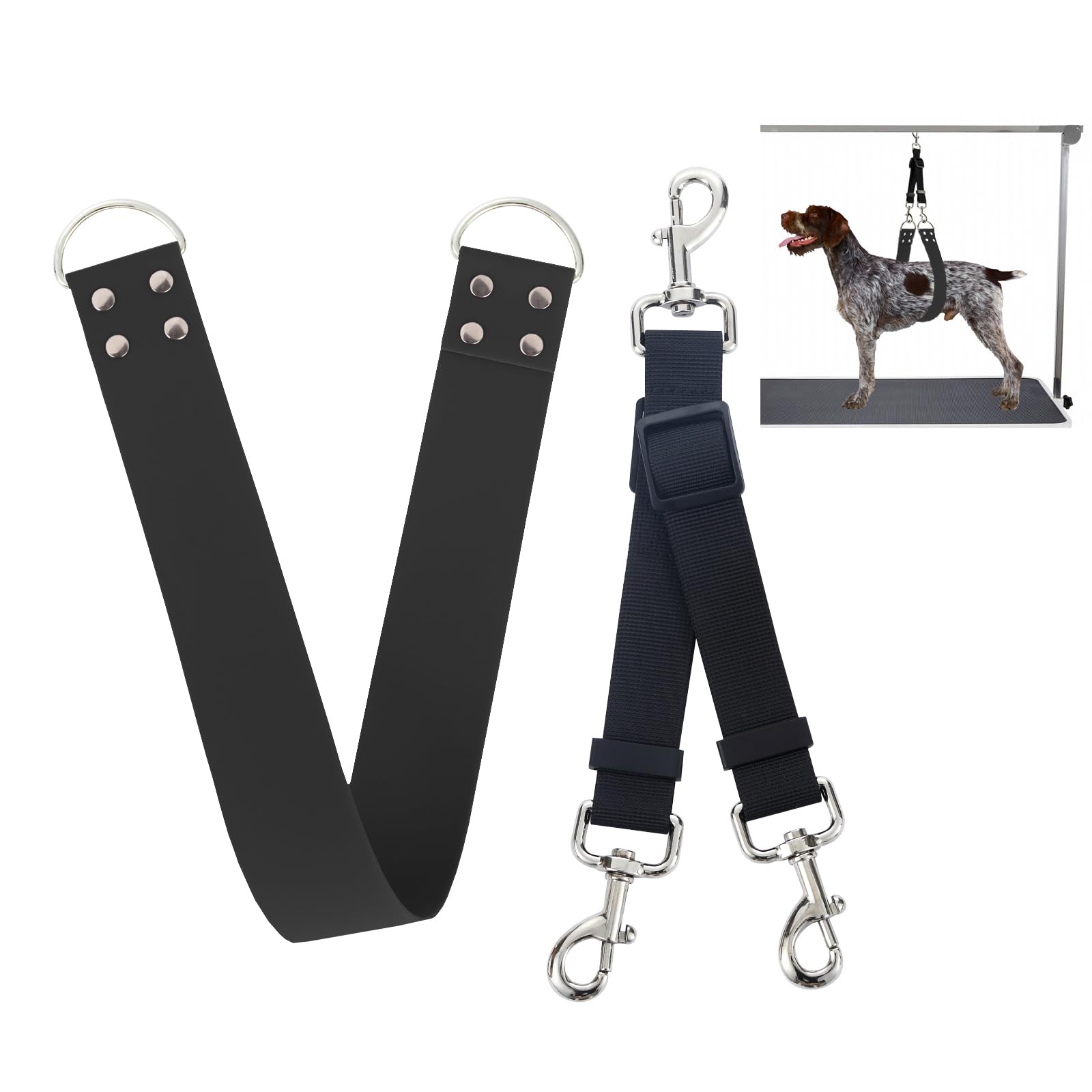 Pet Dog Grooming Belly Straps - Pet Dog Grooming Loops Black Groomer Belly Support Band Wide Waterproof Strong PVC Belly Loop Grooming Restraint for Pet Bathing Grooming (Black-Short)