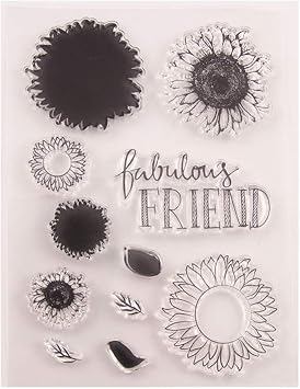 DIY Sunflowers Leaves Clear Stamps for Card Making or Journaling,Sunflower Silicone Stamps for Albums Scrapbooking Paper Crafts Decoration-A1546