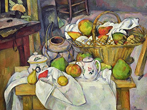 Toile encadrée Cézanne panier de fruits reproduction haut de gamme 82x109cm