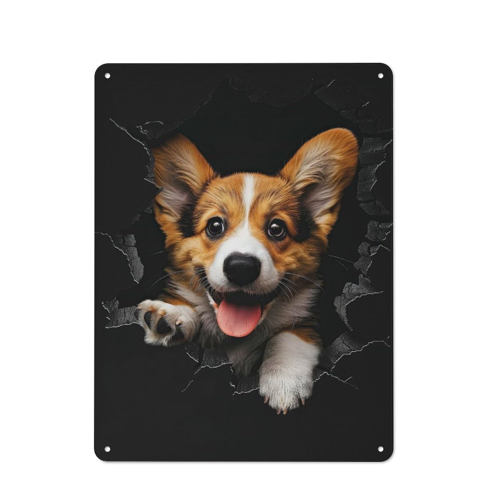 Junmoney Style-20 Rustic Tin Sign 40X30cm Featuring Pemproke Welsh Corgi For Living Room Wall, For Room Styling Across Living Rooms And Feature Walls