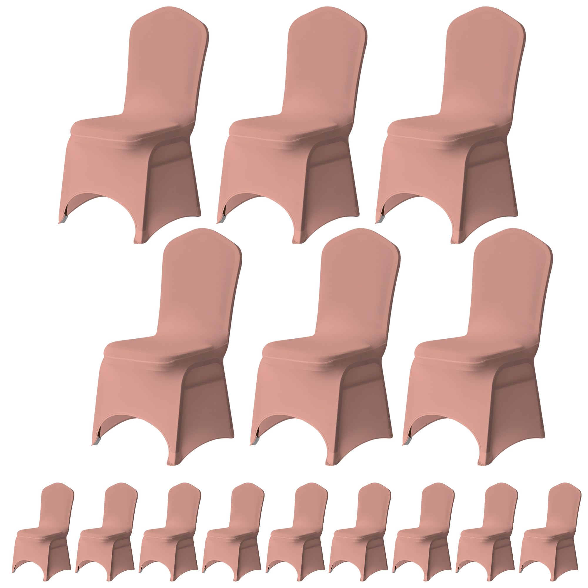 Trimming Shop Rose Gold Wedding Chair Covers Set of 40, Spandex Polyester Stretch Removable Washable Universal Slipcovers for Wedding Banquet, Dining Party & Events