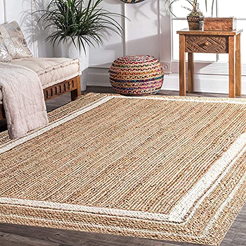 Image of Jute Braided Reversible Round Carpet (3 X 5 Feet, Multicolour)