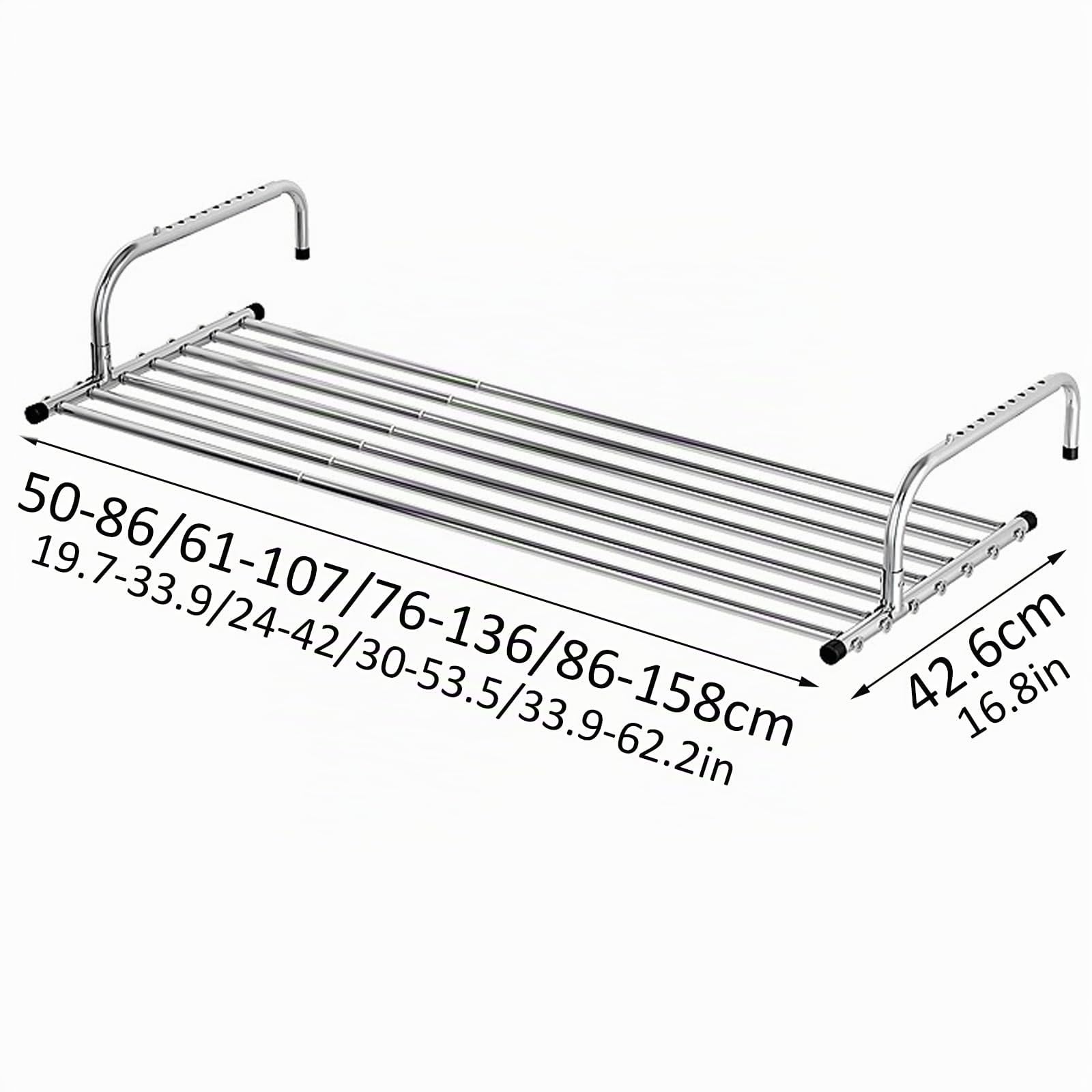 Stendibiancheria da Parete Stendibiancheria Espandibile, Stendibiancheria per Balcone Davanzale Ribaltabile Stendino Salvaspazio, per Uso Esterno, Stendino da Appendere alla Ringhiera