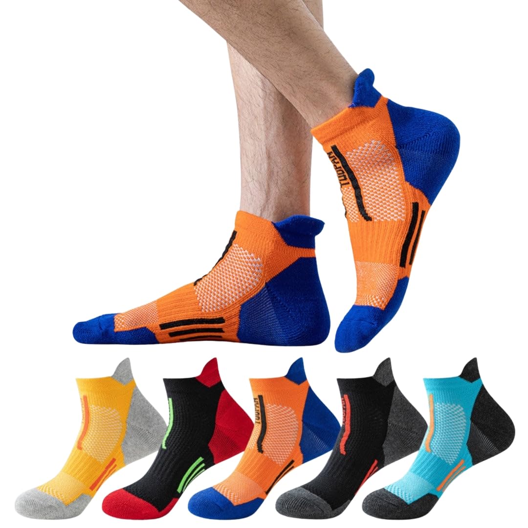 Pure Cotton Premium Breathable Sports Ankle Socks Men Cushioned, Running Socks in Multiple Colors, Daily Use Stretchable Free Size Anti Odur Sweat Free Anti Slip(Pack of 5)-image-27