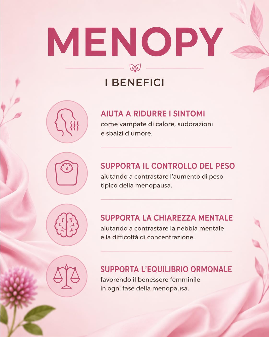 JEA Menopy Integratore Menopausa e Perimenopausa Donna 60 Capsule, Supporto Naturale con Dioscorea, Agnocasto, Salvia e Trifoglio Rosso, Equilibrio Ormonale e Benessere Femminile