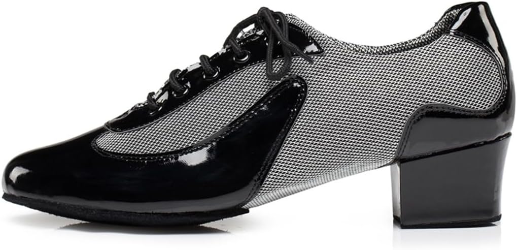 Men's Comfort Lace-up Breathable Mesh Fabric Round Toe Social Dacne Salsa Chacha Samba Jazz Rumba Practice Latin Modern Dance Shoes