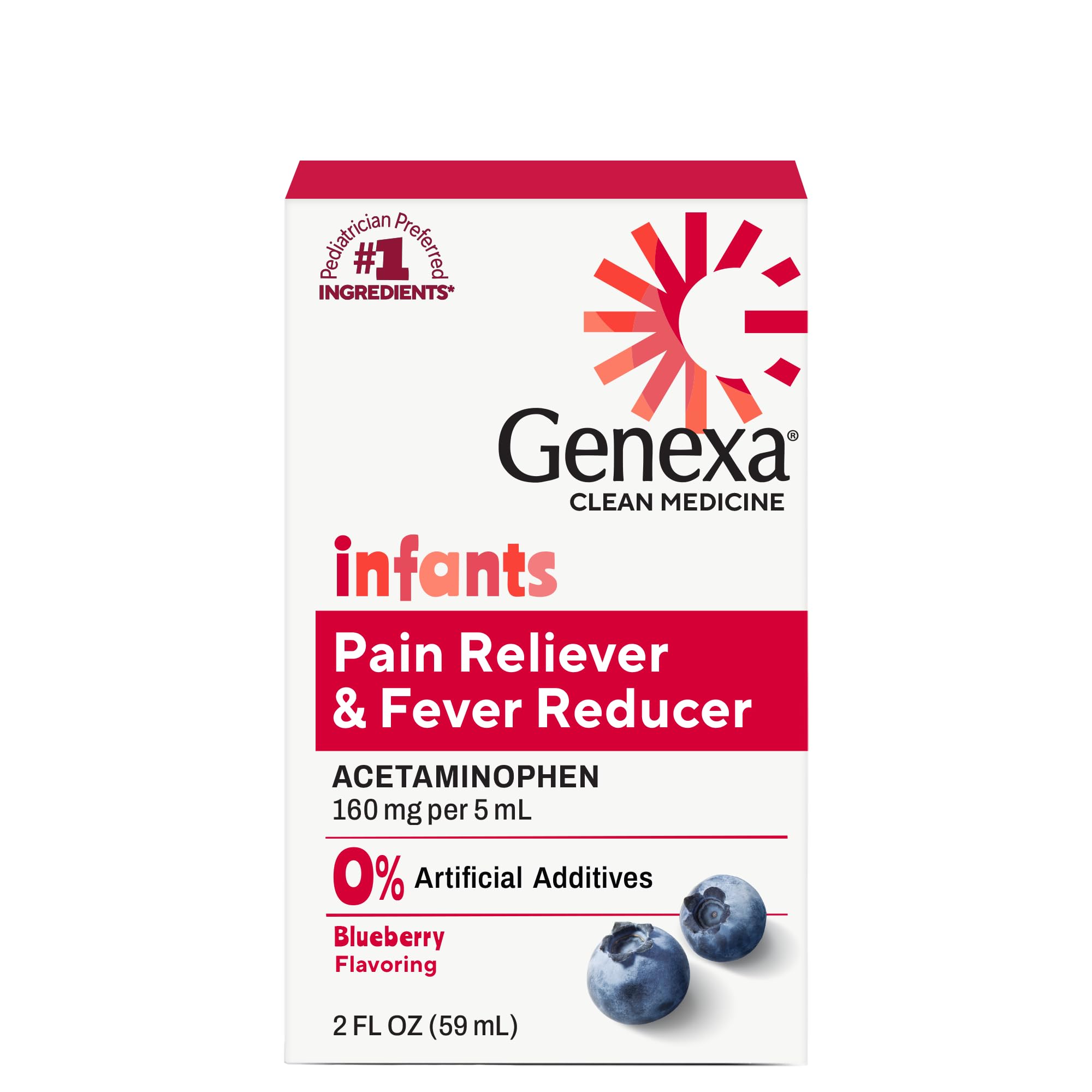 Genexa Infants Acetaminophen Made Clean, Baby Pain & Fever Reducer, 2 fl oz