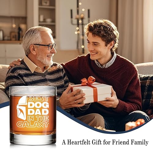 Miniatura 6 de RZHV Best Dog Dad in the Galaxy - Vaso de whisky a la antigua, divertido regalo de cumpleaños para el día del padre, aniversario de jubilación para