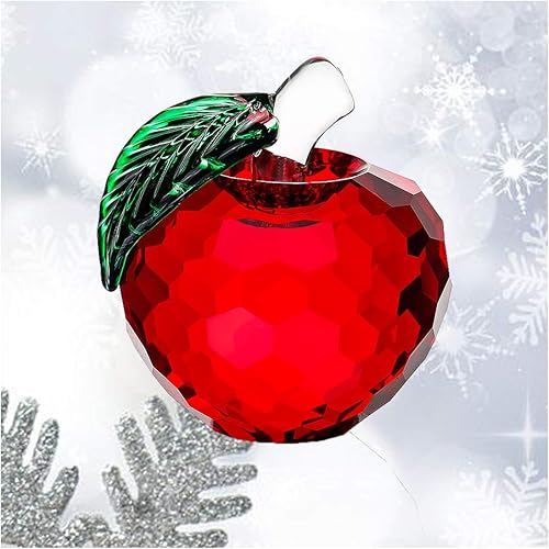 Miniatura 4 de H&D Pisapapeles de manzana roja de cristal de 1.575 in, figuras coleccionables de manzana, lo mejor para regalos de Nochebuena