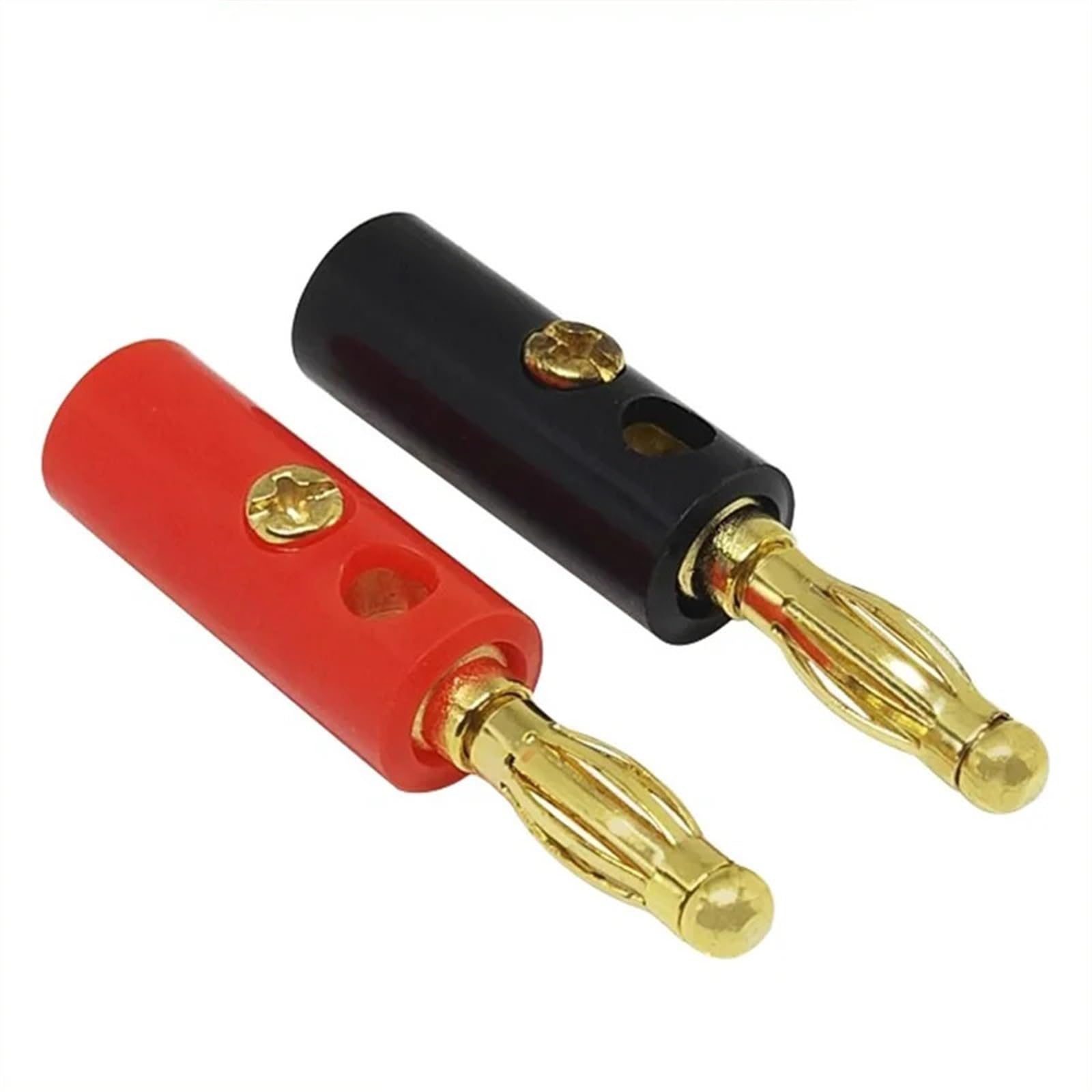 40 sztuk pozłacane złącze głośnika bananowego 4 mm, gniazdo głośnika kompatybilne z kablem głośnikowym o średnicy do 3 mm (100 czerwonych 100 czarny)