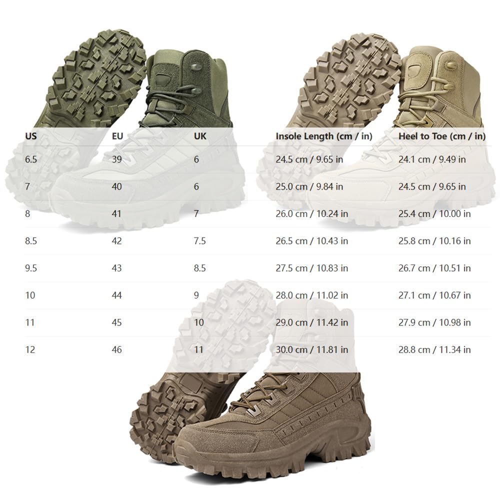 Kampfstiefel Herren Wasserdicht Rutschfeste Verschleißfest Einsatzstiefel Winter Outdoor mit Seitlichem Reißverschluss Militär Stiefel Gelb 43 Bequeme Abenteuer Military Boots