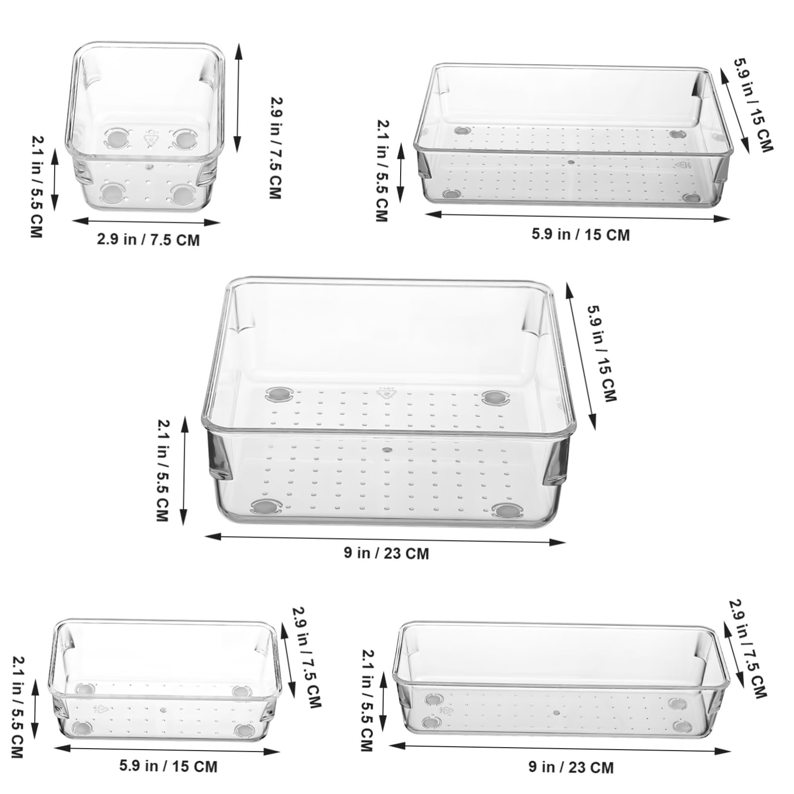 NUOBESTY 1set Organizer Bins Storage Dividers for Kitchen Bathroom Office Versatile Makeup and Vanity Organizer and Easy to Clean Non-skid Base