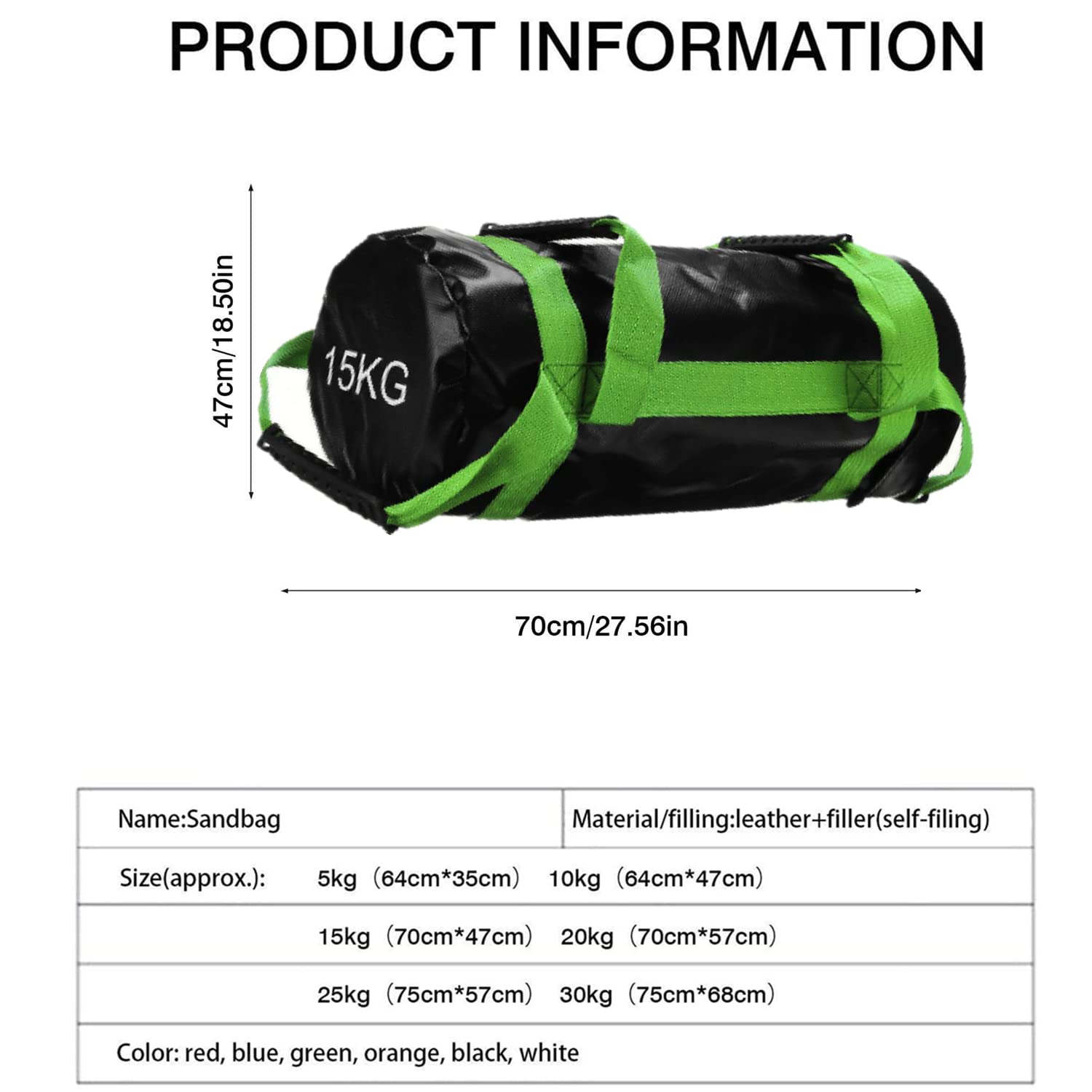 Yes4All Sac De Sable Réglable 2-90 Kg - Pour Des Workouts Complets Et Intenses