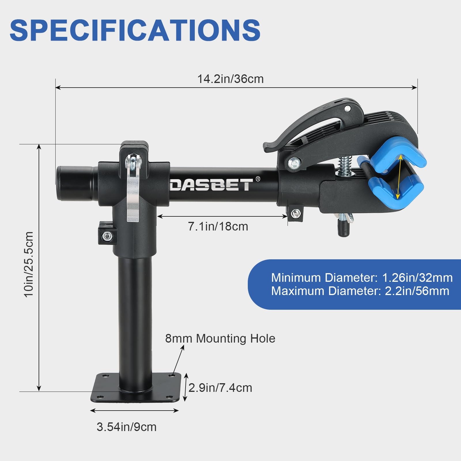 DASBET Support de rangement mural pour réparation de vélo, support de travail avec pince réglable, support d'entretien de vélo pour vélos de route, VTT, suspension pour garage ou maison