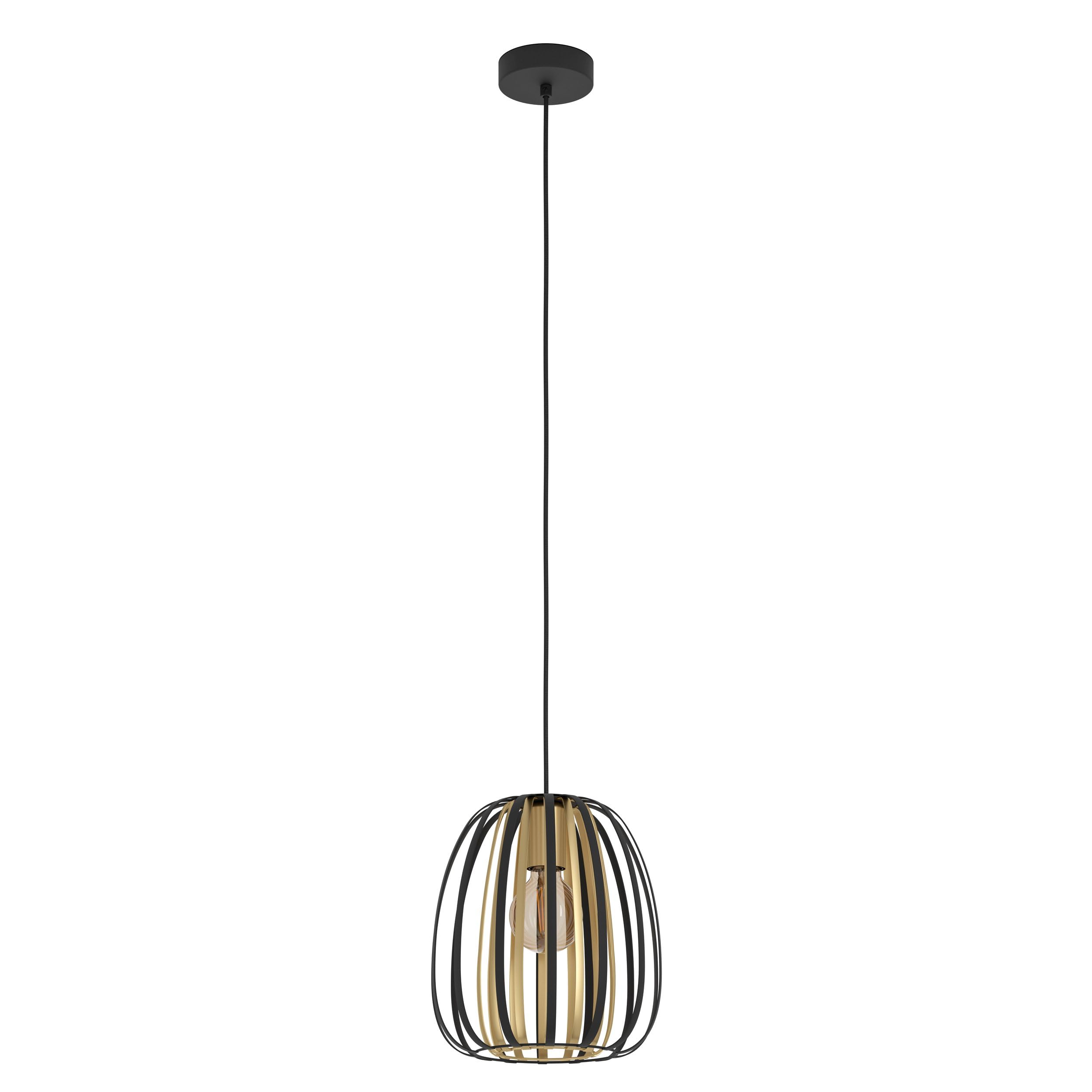 Eglo Suspension luminaire Encinitos, lustre chambre en métal noir et laiton